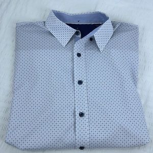 Con.struct Mens Moisture Wick No Iron Wrinkle Free white and Blue Dress Shirt XL